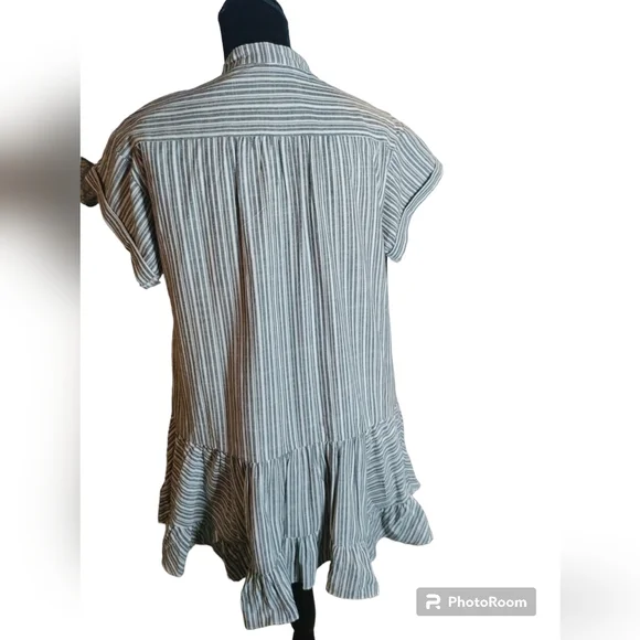 Babydoll Striped Cotton Dress Lined Size Small‎ Black/White - Picture 3 of 3